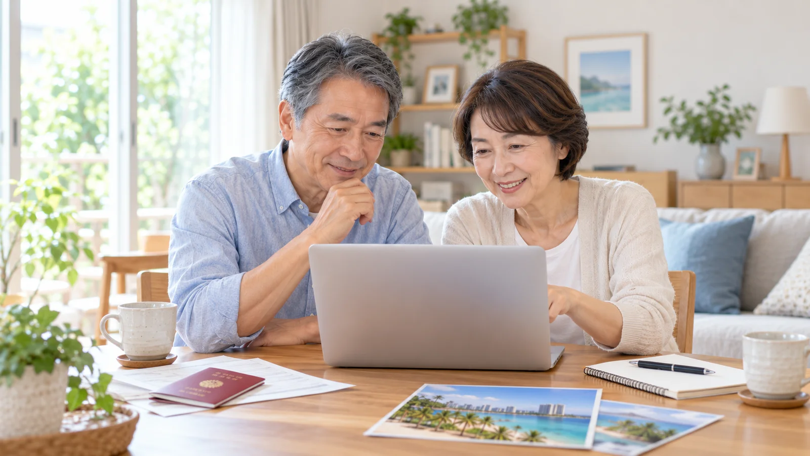 日本の自宅からO-Aビザをオンライン申請する日本人夫婦